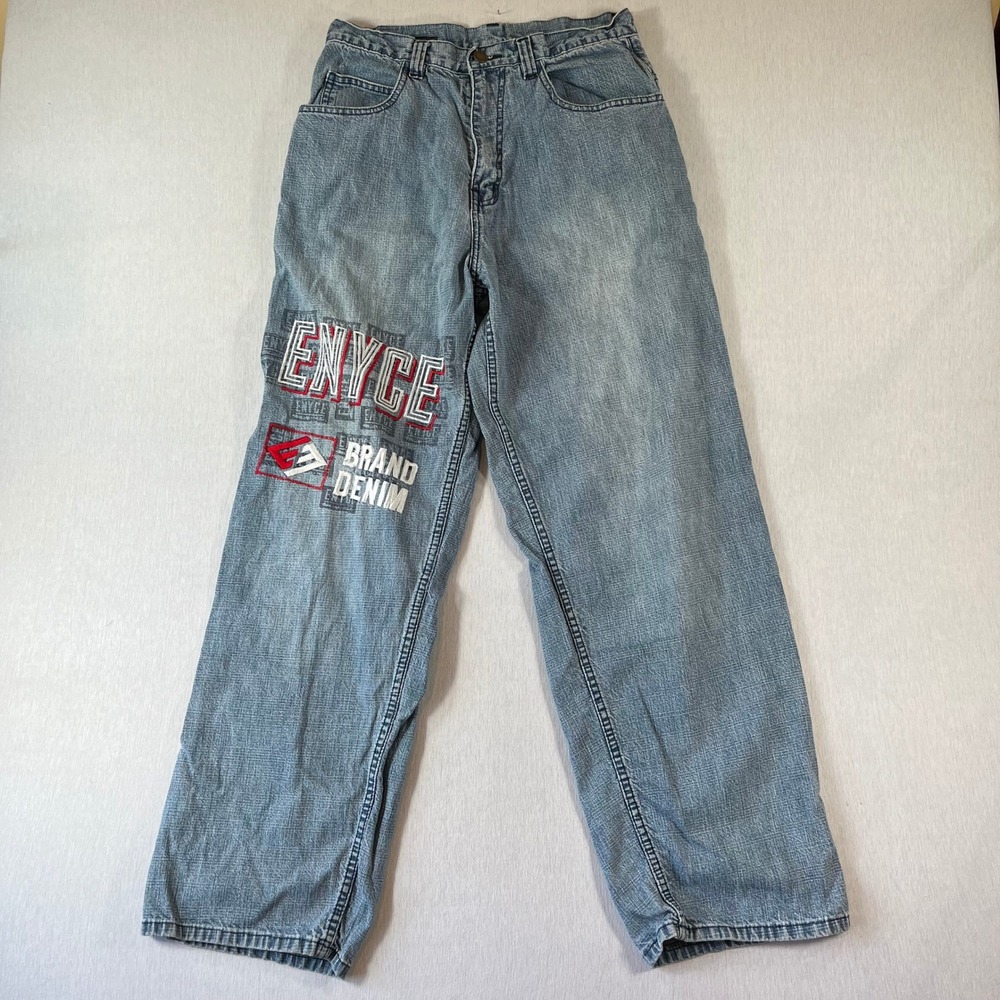 VTG Enyce Jeans Mens 32 (Fit 28x30) Light Wash Wide Leg Baggy Streetwear Y2K